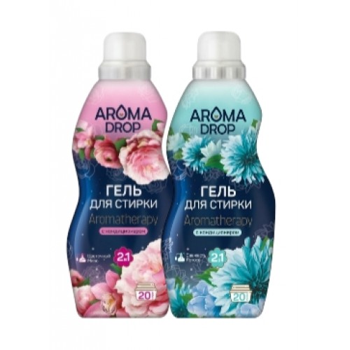 AROMA DROP НАБОР гель для стирки Свежесть лотоса 1л + гель д/стирки Цветочный микс 1л  В ПОДАРОК